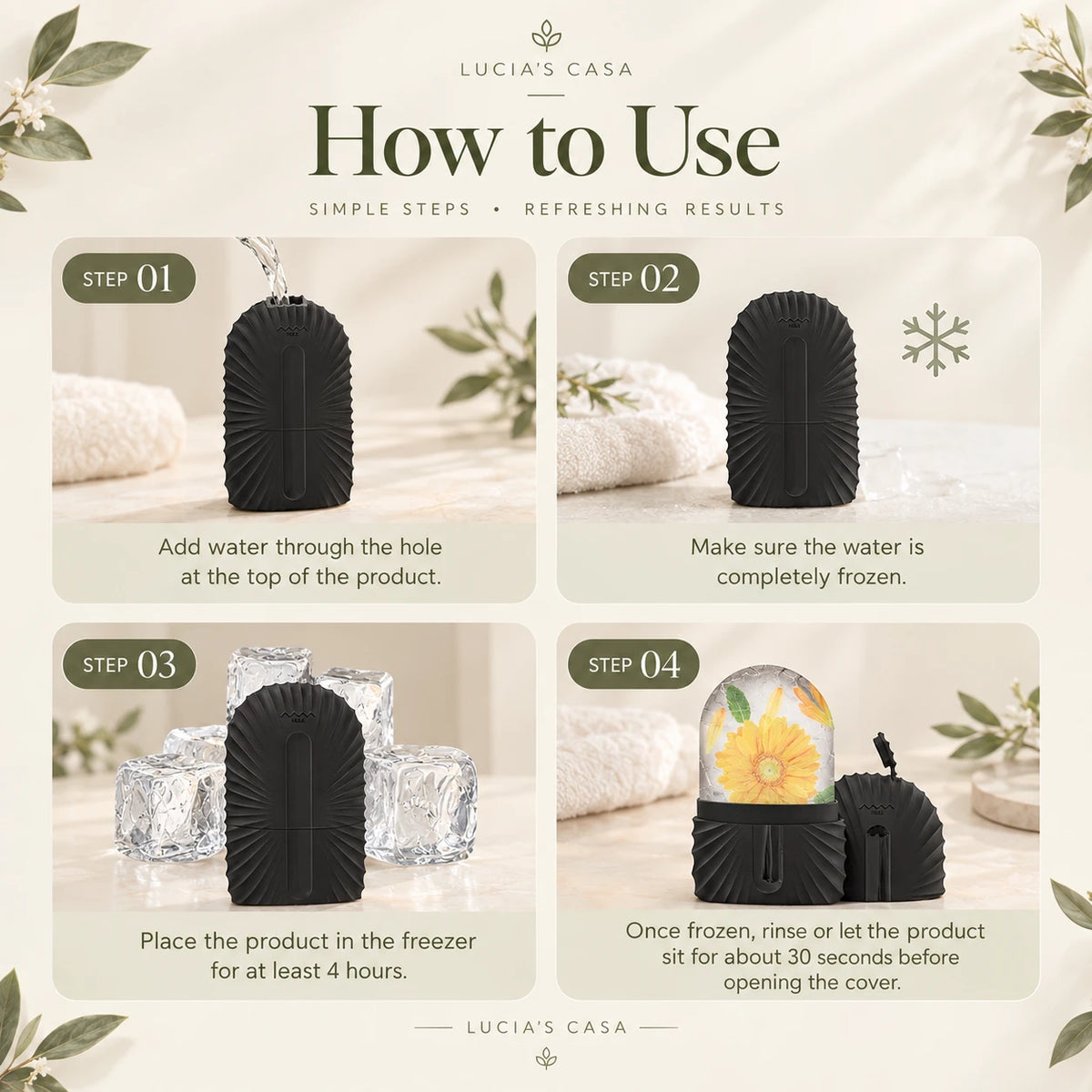Lucia's Casa – How to use the ice roller in 4 steps